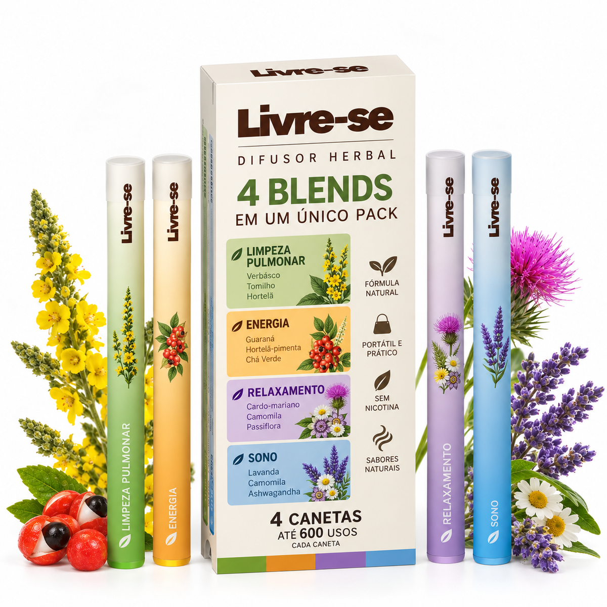 Difusor Herbal Livre-se™ - Pack com 4 Blends
