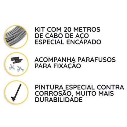 Varal de Parede Retrátil Reforçado Suporta até 60kg